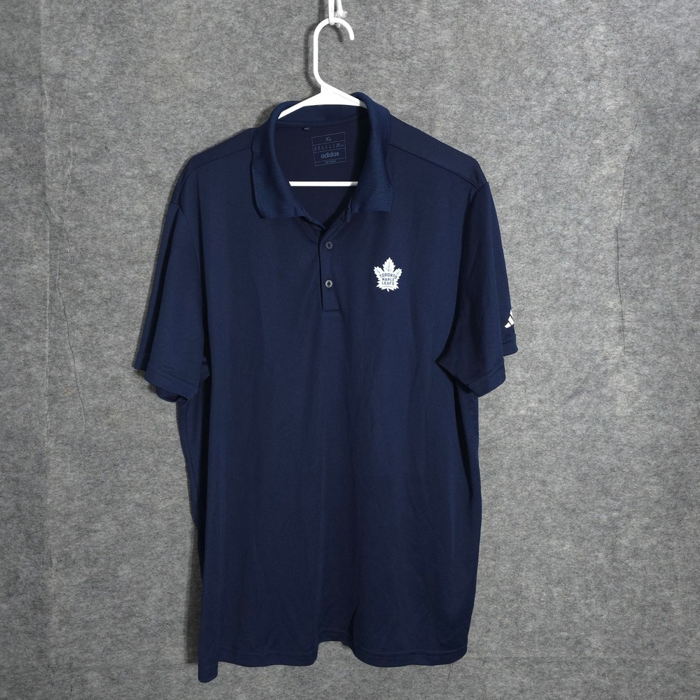 Adidas Toronto Maple Leafs NHL Mens XL Navy Blue Polo Shirt Hockey Fan Gear Logo